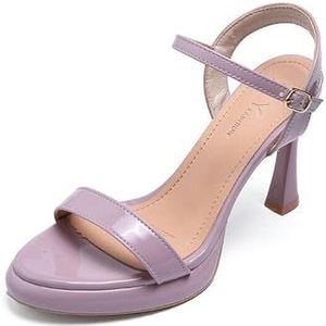 BKYWJTR6 Zomer dames stiletto enkelriem sandalen gesp sexy pumps puntige schoenen schoenen, lila, 36 EU