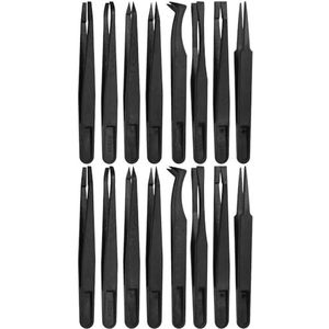 Pincetten - 16-Delige Set - Zwart - PVC en Carbon Fiber
