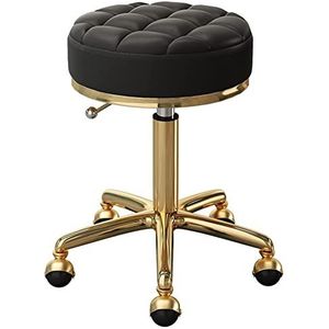 XLDZ 360 graden draaibare rolkruk, verstelbare werkkruk met wielen, 170 kg, gouden afwerking voor spa, salon, tatoeage, pedicuregebruik (grijs)