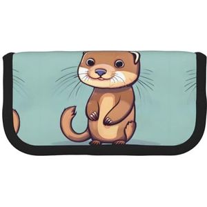 gopoo Cartoon Leuke Otters Leuke Canvas Potlood Pouch - Georganiseerde Opslag voor Reizen & Dagelijks Gebruik Etui, Make-up Pouch