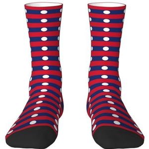 Evengigy Vlag van Laos Grappige Sokken Crazy Fashion Cool Gepersonaliseerde Zachte Crew Sokken voor Mannen Vrouwen Unisex, Wit, One size