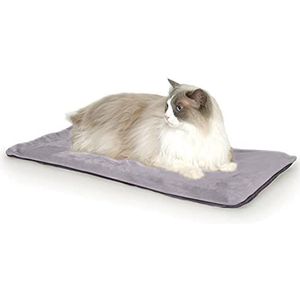 K&H PET PRODUCTS Thermo-Kitty Mat Heated Pet Bed Gray 12.5 X 25 Inches