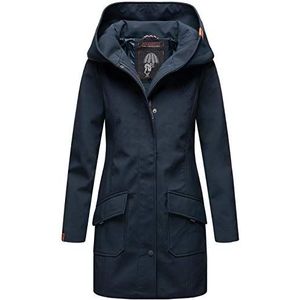 MARIKOO B856 Softshelljas voor dames, lange winterjas, waterafstotende outdoorjas, Donkerblauw, L