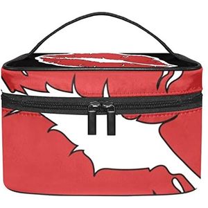 Make-up Organizer Bag, Reizen Make-up Tas Organizer Case Draagbare Cosmetische Tas voor Vrouwen en Meisjes Toiletartikelen Vrouwen Rode Mond Zwarte Achtergrond, Meerkleurig, 22.5x15x13.8cm/8.9x5.9x5.4in