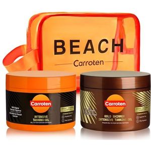 Carroten set van 2 bruiningsversnellers - Bruiningsset bestaande uit Gold Tanning Gel 150 ml en Intensive Tanning Gel 150 ml - Bruiningsgels voor een snelle bruining, incl. cosmetisch zakje
