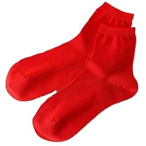 YIJIANUO Moerbei zijden sokken voor dames, dun, geurbestendig, ademend, zweetabsorberend, anti-wrijving effen kleur enkelsokken, Rood, Men
