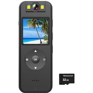 Mini Body Cameram, 4K HD Mini DV-sportcamera Wetshandhavingsrecorder 180 ° draaibare Len WIFI-lichaamscamera met achterclip Draadloze videorecorder voor Pet Walking, Werk, Reizen(32G TF Card)