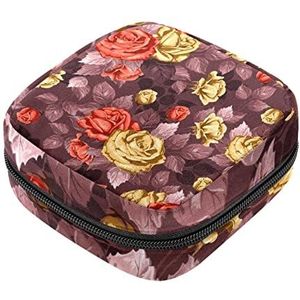 Maandverband Opbergtas, Rosa Multiflora Thunb Roses Bloemen Menstruatie Cup Pouch, Draagbare Maandverband Pads Opbergzakken Vrouwelijke Menstruatie Eerste Periode Tas voor Tiener Meisjes Vrouwen Dames