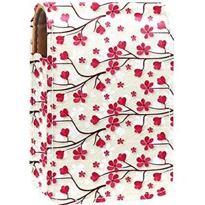 Mooie Cherry Blossom Patroon Roze Lip Gloss Houder Lipstick Case Draagbare Make-up Bag Reizen Lipstick Organizer Case met Spiegel Mini Lipstick Opbergdoos voor Vrouwen