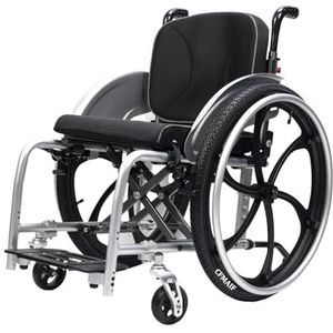 CFMAIF Lichtgewicht opvouwbare rolstoel, buiten aluminiumlegering sportstoel, zelfrijdend, met handremmen en anti-tip wielen, slechts 12,5 kg (zilver, 38 cm zitplaats)