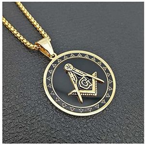 Polsband voor telefoon Roestvrijstalen Masonic Symbol Kettingen for Damesmen Hip Hop Goud Kleur Vrije Mason Mode-sieraden Armband voor telefoonketting (Color : Gold Color_55cm)