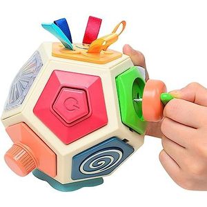 Drukke Kubus - Handgemaakte Montessori Kubus | Busy Cube for Kids 1-3, Preschool Sensory Toys, Activity Cube, Montessori Toys Fukamou