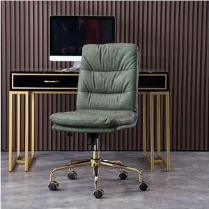 Ademende bureaustoel Lederen bureaustoel Verstelbare hoogte Draaibare bureaustoelen zonder armleuning Ergonomische bureaustoel