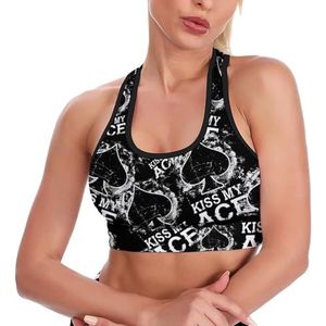 Kiss My Ace Tanktop voor dames, sportbeha, yoga, workout, vest, atletische bh's