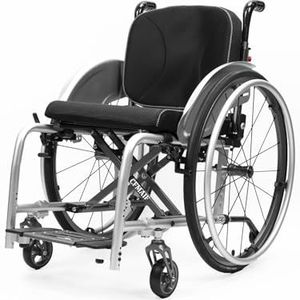 CFMAIF Vouwrolstoel, aluminium rollator, opvouwbaar en licht, rolstoelen met zelfaandrijving, afneembare voetsteunen, reisrolstoel (zwart, 43 cm zit)