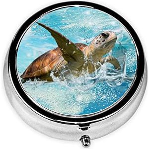 Zeeschildpad Gedrukt Pil Doos 3 Compartiment Geneeskunde Pil Case Leuke Geneeskunde Organizer Reizen Pillendoos Draagbare Pil Container Houder