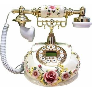 Landelijke antieke retro telefoon, vaste vaste lijn voor kantoor en thuisgebruik, met knopknop, geschikt voor huisdecoratie in sterrenhotels en kunstmusea