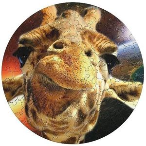 Neon Giraffe Dier Vormige Jigsaw Puzzels Leuke Houten Puzzel Familie Puzzel Geschenken 120 STKS