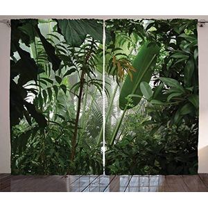 ABAKUHAUS Rainforest Gordijnen, Tropisch Regenwoud Wild, Woonkamer Slaapkamer Raamgordijnen 2-delige set, 280 x 175 cm, Groen