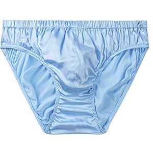 SilRiver Heren Zijde Satijnen Slips Bikini Ondergoed Bulge Verbeterende Slipje, Hemelsblauw, XL