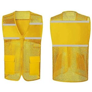 Kamizelki bezpieczeństwa, Mesh Rits Outdoor Werkvest for Heren Dames Met Zakken Multicolor Meerdere Maten(Giallo,X-Large)