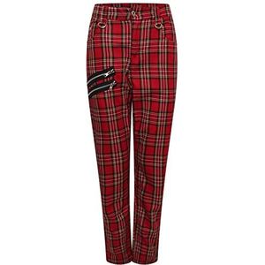 Ro Rox Pantalon à Carreaux Tartan Unisexe Emo Punk Gothique Conique, Rouge, 26W