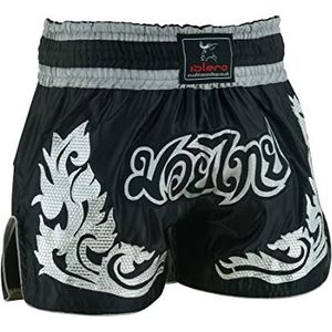 Islero Muay Thai Shorts MMA Vechtsporten Grappling Kick Boksen UFC Kooi Vechten Gym Training Mannen Vrouwen Kleding Gear, Zilver, XS