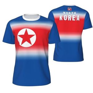 Sport Mesh T-Shirt Geleidelijke Noord-Korea Vlag Tees 3D Gedrukt voor Fitness Running Fiets Voetbal Tennis Voetbal, Meerkleurig, S