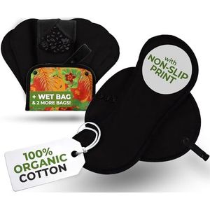 Wasbare inlegkruisjes van biologisch katoen met antislipopdruk, 7 stuks (S) premium lijn, herbruikbare stof, katoen voor afvoer, wasbaar, dun, voor zorgeloos elke dag