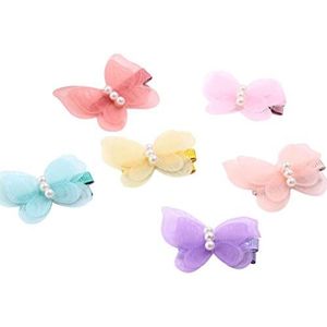 Frcolor Baby meisjes haarspelden kleine kinderen bow parel kinderen haar vlinder snap clips haarspelden (8 stuks)