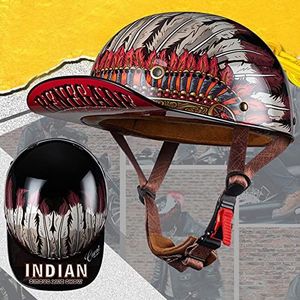 Retro Motorcycle Baseball Cap Halve Helm voor Mannen en Vrouwen, DOT Goedgekeurde Volwassen Motorbike Open-Face Helm voor Street Bike Cruiser Chopper Bromfiets Scooter Helm Decoration
