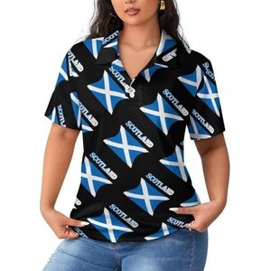 Schotland vlag dames poloshirts korte mouwen casual kraag T-shirts golfshirts sport blouses tops 5XL