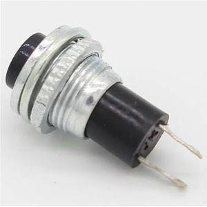 6 stuks zwart/groen/geel/blauw/wit/rood OFF-momentan ON 0,5 A 250 VAC drukknopschakelaar met afstandsbediening 10 mm (zwart)