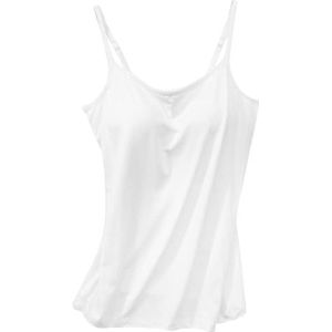Dames Vest Tank Top met Ingebouwde BH Spaghetti Strap Gewatteerde Camisole Tanks Hemdje Ingebouwde BH Verstelbare Spaghetti Wit
