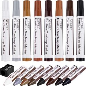 DEWEL - Houtreparatieset - Set van 17 Stuks - Voor Krassen en Vlekken op Houten Meubels