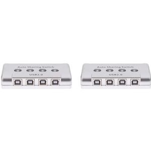 2 sets 4 poorten USB 2.0 Auto Sharing Switch HUB Switch voor printerscanner