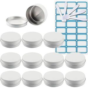 reispotjes voor toiletartikelen， 10 PC 30 ml lege roze ronde aluminium blikken potten met schroefdeksels cosmetica lippenbalsem containers potten met 5x lepel, 1x etiketten