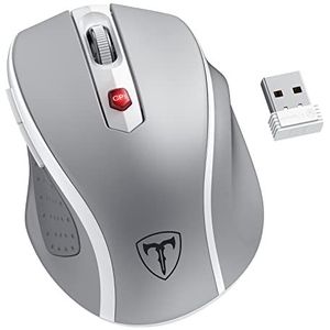 HOTWEEMS D-09 Draadloze muis voor laptop, ergonomische plus computer, draadloze USB-muizen, Ergo-grepen, Lightspeed 5-niveau 2400 DPI, 16 maanden batterijduur, draagbaar voor pc, Mac Chromebook, 6