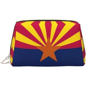 Arizona staat vlag lederen make-up tas cosmetische zakje reizen organisator toiletartikelen koppeling