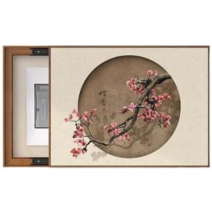 Meterkastdeksel, afdekking van elektriciteitskast, schilderijen van verdeelkasten verbergen, push-pull opening rechts, for thuis, decoratie van hotelmeterkasten(Pink,55x45cm)