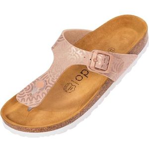 Palado Kos Teenslippers voor dames, modieuze sandalen met natuurlijk kurk-voetbed, damesschoenen met zool van het fijnste suède, aangename sandalen, 40 EU