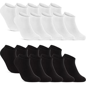 10 | 20 | 30 Sneaker Sokken Heren & Dames Zwart Wit Grijs Katoen (10x Zwart + 10x Wit 35-38)