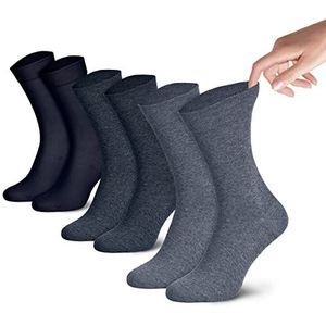Piarini Gezondheidssokken zonder elastische tailleband voor heren, verpakking van 3 paar - sokken die niet insnijden van katoen, blauw, 43-46 EU