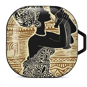 Afrikaanse zwarte vrouw oordopjes hoesje compatibel met Samsung hard shell beschermhoes zwart-stijl