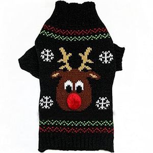 Cartoon Reindeer Sweaters Black Pet Sweater Festival Gift S Size