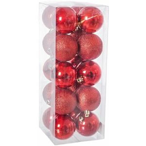 BigBuy Christmas Kerstballen rood kunststof 6 x 6 x 6 cm (20 stuks)