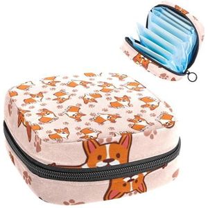 Opbergtas voor maandverband, menstruatiecup zakje tampon tas, menstruatiepads, houder organizer voor vrouwen meisjes, dier