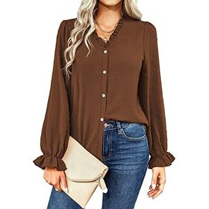 Dames Blouse - Lange Mouwen - V-kraag - Casual - Dot Print