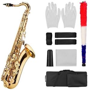 professioneel Saxofoon Bb Tenor Saxofoon Sax Messing Body Goud Houtblazers Instrument Met Draagtas