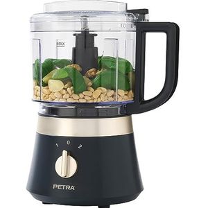 Petra PT5114BGRYVDE Compact Food Processor – 500ml BPA Free Kitchen Chopper, 2 Speed, Stainless Steel Blades, 400W, Drizzle Hole For Oils/Vinegar, Detachable Design, Easy Clean, Chop Salad, Vegetables